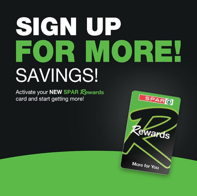 Promotional image for SPAR Rewards program highlighting savings and the new rewards card.